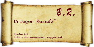 Brieger Rezső névjegykártya